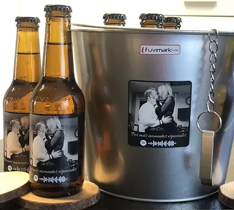 Regalo San Valentín, Enamorados - Cervezas Spotify - Set de 6 Cervezas Personalizadas con cubo Enfriador y Abrebotellas - Cervezas Personalizadas con foto y Código Spotify Regalo San Valentín, Enamorados - Cervezas Spotify - Set de 6 Cervezas Personalizadas con cubo Enfriador y Abrebotellas - Cervezas Personalizadas con foto y Código Spotify