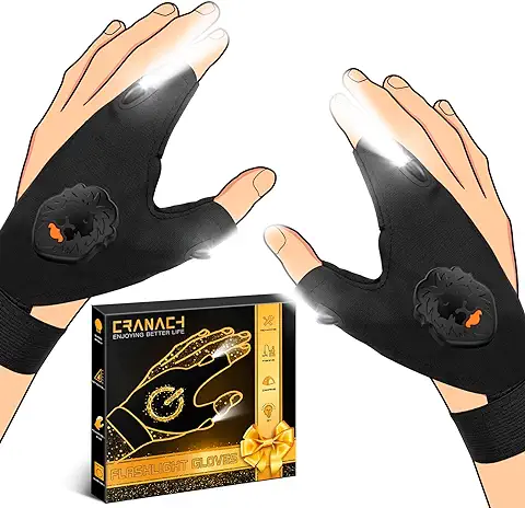 Regalos Hombre Guantes con Luz LED: Ideas Regalos Navidad Hombre 2023 Calendario Adviento Herramientas Guantes con Luz LED Trabajo, Amigo Invisible Regalos Originales para Hombre Guantes Linterna  