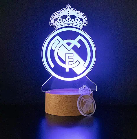 Regalos Real Madrid Barcelona Atletico - Cualquier Equipo - Futbol Lampara Personalizada - Regalo Comunion Cumpleaños Niño Niños Adolescente Mesa de Noche - Luz Infantil Futbolistas fc (REALMADR1D)  