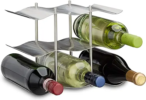 Relaxdays Botellero Vino para 9 Botellas, Acero Inoxidable, Plateado, 22 x 27 x 16,5 cm  