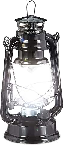 Relaxdays Farol LED, Lámpara Vintage Decorativa, A Pilas, Negro  