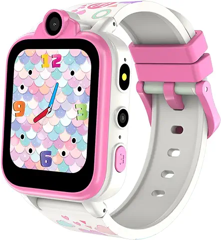 Reloj Inteligente para Niños - Haga y Responder Llamadas, SOS Llamada de Emergencia, 2 Cámaras 18 Juegos 16 Funciones, Smartwatch Fashion Compatible con Tarjetas Nano SIM 2G  