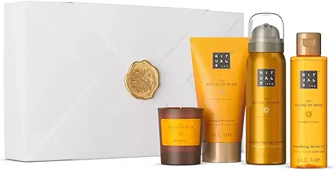 RITUALS Cofre Regalo The Ritual of Mehr, S - Set de Baño con 4 Productos para el Cuidado de la piel y el Hogar con Naranja Dulce y Madera de Cedro - Propiedades Energizantes  
