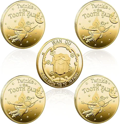 RoserRose 5 Pcs Moneda de Hadas de Dientes Centelleantes, Moneda de Colecció, Moneda Dorado Conmemorativa Colección de Recuerdos Moneda para Niños Regalos RoserRose 5 Pcs Moneda de Hadas de Dientes Centelleantes, Moneda de Colecció, Moneda Dorado Conmemorativa Colección de Recuerdos Moneda para Niños Regalos