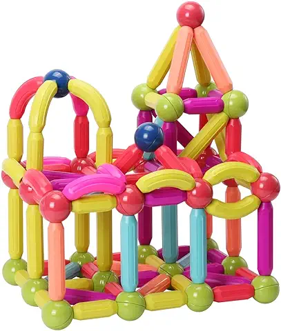 ROUSKY Juego de Barras Magnéticas, Juego de Bloques de Construcción de Imanes, Ladrillos de Construcción, Juguetes Apilados Stem para Niños de 3 Años + (Coloridos-42 PCS)  