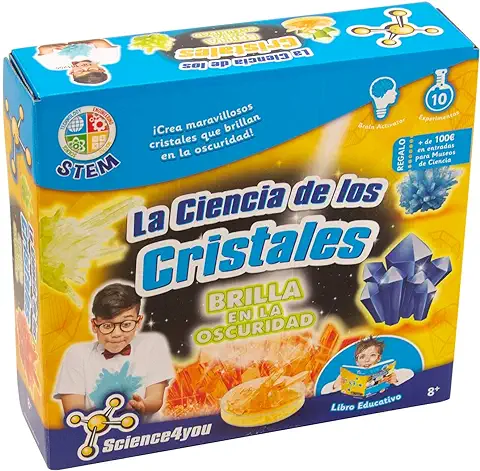 Science4you - La Ciencia de los Cristales, Brilla en la Oscuridad para Niños 8+ Años - Kit Cientifico, 10 Experimentos y Manualidades, Juegos Educativos para Niños 8+ Años Science4you - La Ciencia de los Cristales, Brilla en la Oscuridad para Niños 8+ Años - Kit Cientifico, 10 Experimentos y Manualidades, Juegos Educativos para Niños 8+ Años