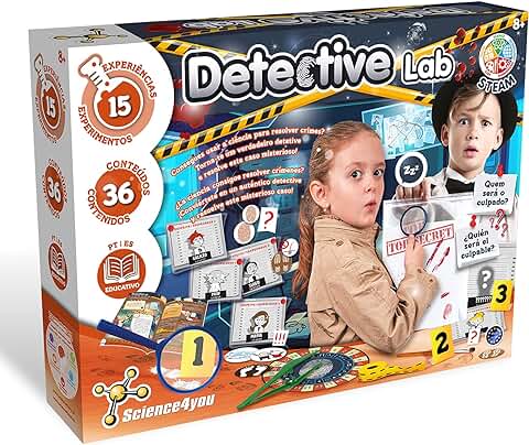 Science4you-Laboratorio Kit Detective con 15 Experimentos Científicos: Resuelve el Caso Misterioso, Encuentra Las Pistas, Huellas Dactilares, Pegadas, Regalo para Niños 7 8 9 10 Años (80002993) Science4you-Laboratorio Kit Detective con 15 Experimentos Científicos: Resuelve el Caso Misterioso, Encuentra Las Pistas, Huellas Dactilares, Pegadas, Regalo para Niños 7 8 9 10 Años (80002993)