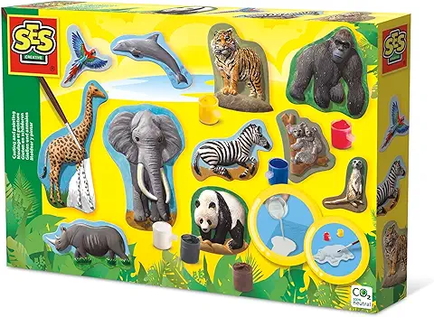 SES Creative Moldear y Pintar Animales SES, 5 Años a 13 Años, Multicolor (01132) , Color/modelo Surtido  