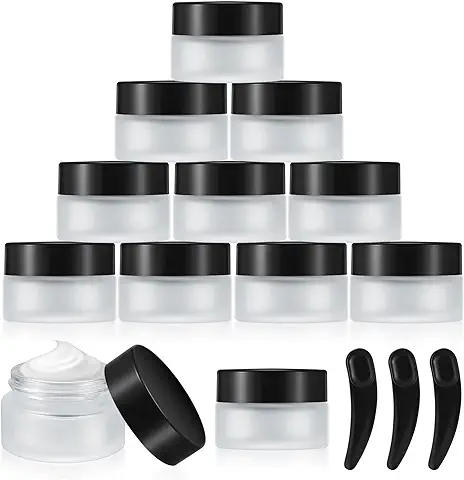 Set de 12 Tarros Vacíos de 20ml para Crema, Envases de Cosméticos de Viaje, Frascos de Vidrio para Productos de Belleza, Recipientes Rellenables, Cajas de Almacenamiento para Cremas - Blanco Mate  