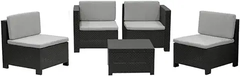 Shaf - Verona | Set Muebles de Salon Exterior Modular - Conjunto Muebles Jardin Exterior 4 Plazas | Fabricado en España con Materiales Reciclados - Color Grafito Shaf - Verona | Set Muebles de Salon Exterior Modular - Conjunto Muebles Jardin Exterior 4 Plazas | Fabricado en España con Materiales Reciclados - Color Grafito