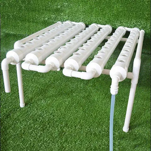 SHZICMY Kit de Cultivo Hidropónico, 1 Capa, 54 Plantas, tubo de PVC Hidropónico, 6 Tubos, Sistema Hidropónico, Sistema de Cultivo de Agua, Sistema de Funcionamiento de Jardín para Verduras de hoja  