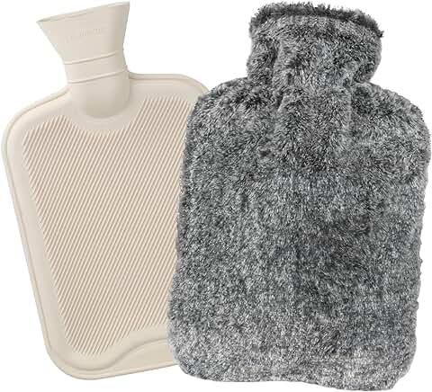 SLFYEE Bolsa de agua Caliente con Funda de 2 Litros de goma con Funda de Felpa, gran Calor, para Adultos, Mujeres, Regalo  