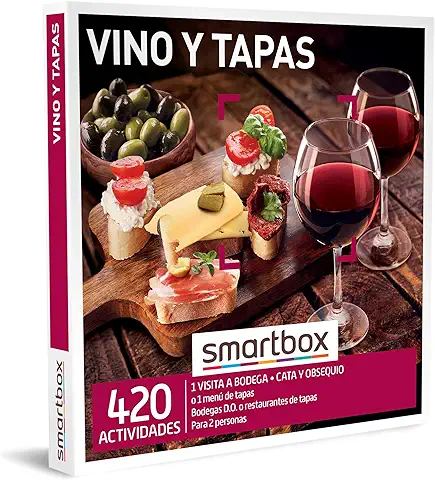 Smartbox - Caja Regalo Vino y Tapas - Idea de Regalo Vino - Visita a Bodega con cata y Obsequio o Menú de Tapas para 2 Personas Smartbox - Caja Regalo Vino y Tapas - Idea de Regalo Vino - Visita a Bodega con cata y Obsequio o Menú de Tapas para 2 Personas
