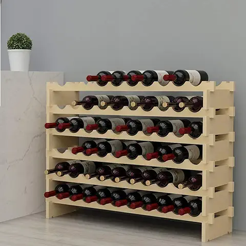 Sogesfurniture Botellero de Madera para 60 Botellas de Vino con 6 Niveles, Soporte para Botellero Estante de Vino para Estantería de Presentación de Cocina y Barra, BHEU-BY-WS002  