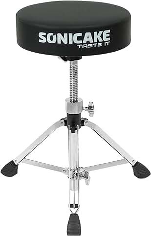SONICAKE Taburete para Batería Ajustable en Altura de 43-60cm Plegable con Asiento Acolchado Antideslizante Extra Grueso 8cm Negro SONICAKE Taburete para Batería Ajustable en Altura de 43-60cm Plegable con Asiento Acolchado Antideslizante Extra Grueso 8cm Negro