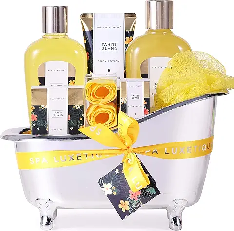 Spa Luxetique Cesta de Regalo, Set de Baño y Ducha para Mujer, Set de Baño y Ducha, Set de Spa con 8 Piezas, Incluye Gel de Ducha, Sales de Baño, Aceite Esencial, Regalo de Belleza para Mujer  