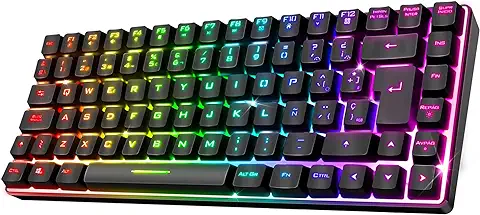 Spirit Of Gamer | Teclado Gaming Bluetooth Inalámbrico | Layout Español QWERTY | Keyboard TKL Compacto 65% | Teclas Semi-Mecanico Incluyendo 25 Anti-Ghosting | Compatible con PC, Teléfono y Tablet Spirit Of Gamer | Teclado Gaming Bluetooth Inalámbrico | Layout Español QWERTY | Keyboard TKL Compacto 65% | Teclas Semi-Mecanico Incluyendo 25 Anti-Ghosting | Compatible con PC, Teléfono y Tablet