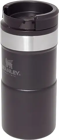 Stanley NeverLeak Termo Café Anti-Fugas 0.25L - Mantiene Frío 3 Horas - Vaso Para Café, Té y Agua - Sin BPA - Vaso Térmico de Acero Inoxidable - Apto Para Lavavajillas - Matte Black  