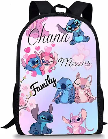 Stitch Mochila De Los Niños Niñas , Mochilas Infantiles, Kindergarten Mochila para Niños, Bolsa De Jardín De Infantes, Mochila Escolar de Dibujos Animados en 3D Estampado para Colegio Viajes Deporte  