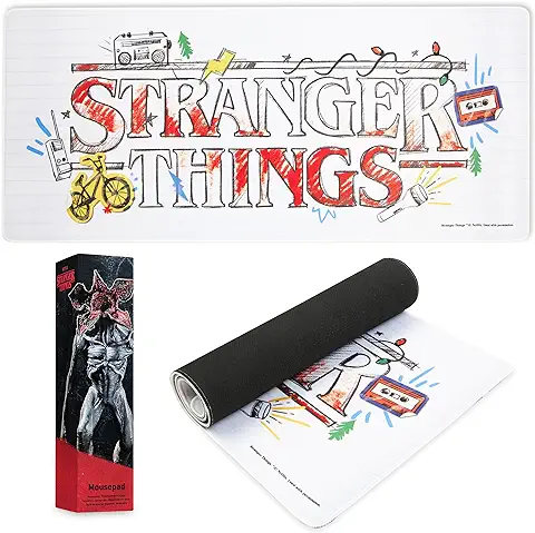 Stranger Things Alfombrilla Ratón XXL de 80 x 36 cm - Protector Escritorio para PC, Ordenador y Teclado - Regalos para Niños, Cumpleaños, Navidad (Blanco) Stranger Things Alfombrilla Ratón XXL de 80 x 36 cm - Protector Escritorio para PC, Ordenador y Teclado - Regalos para Niños, Cumpleaños, Navidad (Blanco)