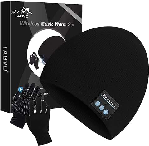 TAGVO Gorro Bluetooth V5.0 con Conjunto de Guantes con Pantalla Táctil, Gorro de Música Inalámbrico de Punto Cálido de Invierno con Micrófono Inalámbrico para Correr Esquí Senderismo,Regalo Navidad TAGVO Gorro Bluetooth V5.0 con Conjunto de Guantes con Pantalla Táctil, Gorro de Música Inalámbrico de Punto Cálido de Invierno con Micrófono Inalámbrico para Correr Esquí Senderismo,Regalo Navidad