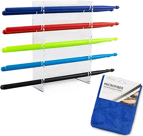 Talltoise Soporte de Exhibición de Baquetas – Soporte de Baquetas para Pared y Escritorio – Regalos para Bateristas – Completo con Limpiador de Platillos de Microfibra Talltoise Soporte de Exhibición de Baquetas – Soporte de Baquetas para Pared y Escritorio – Regalos para Bateristas – Completo con Limpiador de Platillos de Microfibra