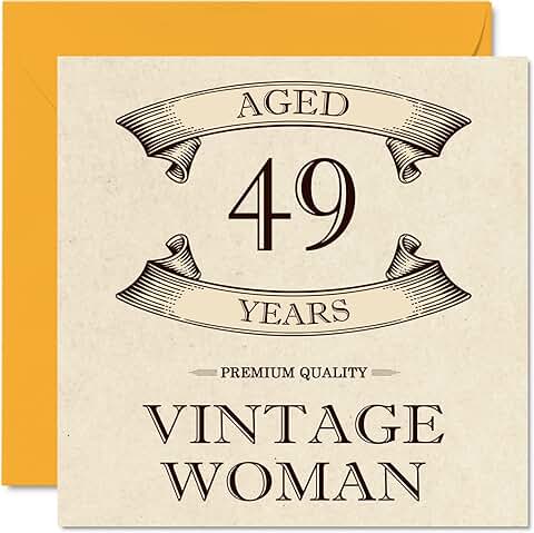 Tarjetas de Cumpleaños Vintage de 49 Años para Mujeres, de 49 Años, Divertida Tarjeta de Cumpleaños para Mamá, Hermana, Esposa, Novia, Amiga, Prima, Tía, 145 mm x 145 mm, Tarjetas de Felicitación para Tarjetas de Cumpleaños Vintage de 49 Años para Mujeres, de 49 Años, Divertida Tarjeta de Cumpleaños para Mamá, Hermana, Esposa, Novia, Amiga, Prima, Tía, 145 mm x 145 mm, Tarjetas de Felicitación para
