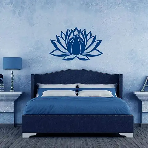 Tatuajes De Pared, Flor De Loto, Símbolo De Namaste, Adhesivos De Vinilo, Murales, Yoga Zen, Meditación Bohemia, Habitación De Arte De Buda, Calcomanía De Dormitorio, 57X88 Cm, Azul  