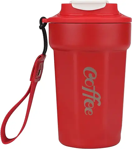 Taza Café Termica para Llevar 480ml, Vaso Café Termico Frio y Caliente de Acero Inoxidable 316 sin BPA, Mini Coffee Mug Termo Pequeño Prueba de Fugas, Reutilizable Coffee Cup de Coche - Rojo  