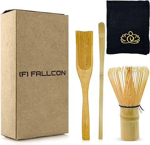 Te Matcha Kit con Batidor 100 Varillas - Matcha Kit Ceremonia Japones Accesorios Tradicionales - Set Matcha Mezclador Chasen Bambu - Incluye Batidor y 2 Cucharas de Bambu.  