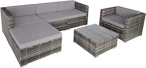 TecTake 800806 Conjunto de Muebles de Jardín, Set de Sofá Mesa Taburete, Salón de Exterior, Estructura de Acero, Ideal Patio Terraza, Incl. Cojines (Gris) TecTake 800806 Conjunto de Muebles de Jardín, Set de Sofá Mesa Taburete, Salón de Exterior, Estructura de Acero, Ideal Patio Terraza, Incl. Cojines (Gris)