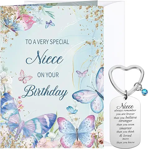 Tenare Juego de Llaveros de Tarjeta de Cumpleaños para Sobrina, 1 Tarjeta de Cumpleaños, Sobrina con 1 Sobre Blanco, 1 en Forma de Corazón, Regalos de Sobrina, Llavero de Tía, Tía, Tarjetas de Tenare Juego de Llaveros de Tarjeta de Cumpleaños para Sobrina, 1 Tarjeta de Cumpleaños, Sobrina con 1 Sobre Blanco, 1 en Forma de Corazón, Regalos de Sobrina, Llavero de Tía, Tía, Tarjetas de