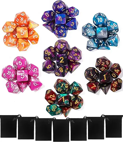 TIDEVAN Dados Poliedricos,49 Dados de rol Poliédrico con Bolsa Negra Juego Completo de Dados Poliédricos,Reutilizable Dados DND Table Games para Dungeons and Dragons DND RPG MTG D20 D12 D10 D8 D6 D4  