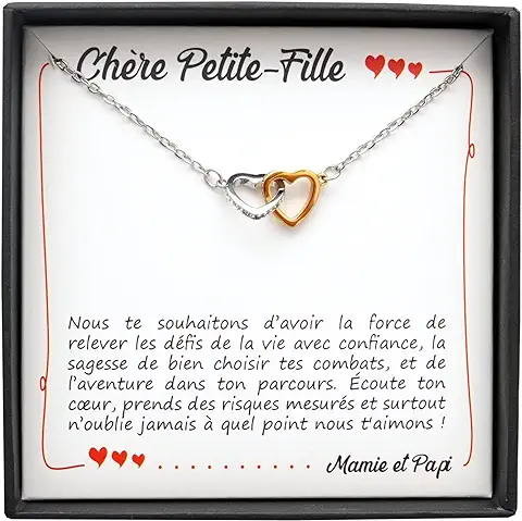 TILOVE Collar Personalizado para Mujer con Colgante en Forma de Corazones Entrelazados que Contiene un Mensaje de amor para tu Nieta Firmado Abuela y papi | Idea de Regalo de Cumpleaños, Navidad, TILOVE Collar Personalizado para Mujer con Colgante en Forma de Corazones Entrelazados que Contiene un Mensaje de amor para tu Nieta Firmado Abuela y papi | Idea de Regalo de Cumpleaños, Navidad,