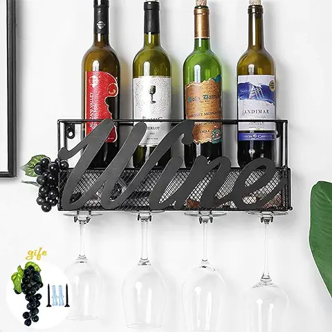 Tinyuet Botellero de Montaje en Pared | Estante para Botellas de Vino | Tienda de Almacenamiento para Vino Tinto, Champagne y Otras Bebidas | Decoración para el Hogar y la Cocina - Wine  