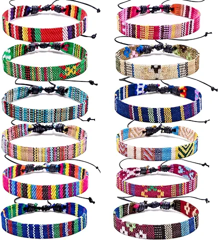 12 Piezas Pulseras Trenzada de Amistad Pulseras de Tejidas Ajustables Multicolor Pulseras de Tejido para Amistad para Pulseras de Amistad para Niña Mujer y Hombre  