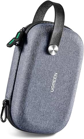 UGREEN Organizador Cables Viaje, Bolsa Cables Organizador para Llevar, Bolsa de Accesorios Electrónico Impermeable con Mosquetón y Asa de Llevar para Cable, Auricular, Cargador, Batería Externa  