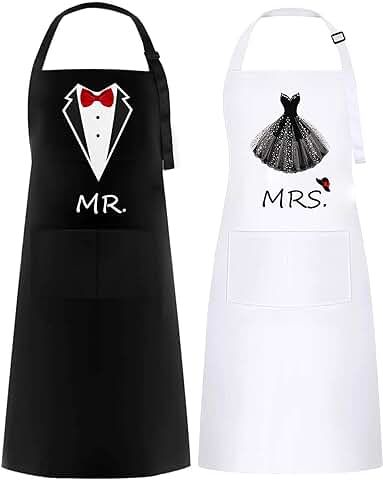 Umboom 2 Mr & Mrs Delantal, Divertidas Parejas Delantal, Impermeable Ajustable Delantal con 2 Bolsillo, Regalo para Novia y Novio, Boda, San Valentín, Compromiso, Aniversario, Navidad (Bridal Set) Umboom 2 Mr & Mrs Delantal, Divertidas Parejas Delantal, Impermeable Ajustable Delantal con 2 Bolsillo, Regalo para Novia y Novio, Boda, San Valentín, Compromiso, Aniversario, Navidad (Bridal Set)