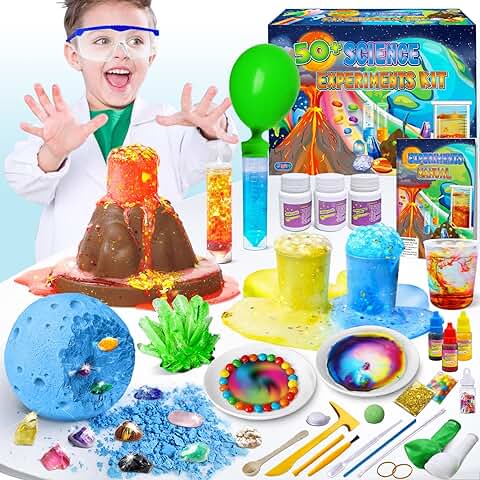 UNGLINGA Kit Científico con 50+ Experimentos de Ciencias para Niños 4-12 Años, Juego de Química, Excavación de Piedras Preciosas, Volcán, Cristal de Cría Stem Juguetes UNGLINGA Kit Científico con 50+ Experimentos de Ciencias para Niños 4-12 Años, Juego de Química, Excavación de Piedras Preciosas, Volcán, Cristal de Cría Stem Juguetes