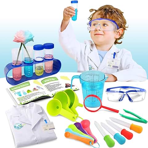 UNGLINGA Laboratorio de Quimica Kit Ciencias Niños con Bata de Laboratorio Juguetes Kit de Experimentos Científicos Disfraces y Juguetes de Rol de Regalo Educativos con para Niños Niñas de 5-11 Años UNGLINGA Laboratorio de Quimica Kit Ciencias Niños con Bata de Laboratorio Juguetes Kit de Experimentos Científicos Disfraces y Juguetes de Rol de Regalo Educativos con para Niños Niñas de 5-11 Años
