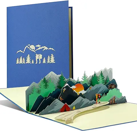 Vale para Senderismo, Camping, Escalada, Tarjeta de Invitación para Vacaciones de Senderismo, Tarjeta de Viaje 3D Pop Up para Alpinistas y Excursionistas, H39AMZ  