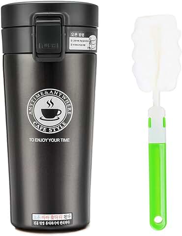 Vaso Termico Café Termo Taza Botella Taza Coche Acero Inoxidable Café Agua Thermos Frascos Termo Cafe Hermetico (Negro)  