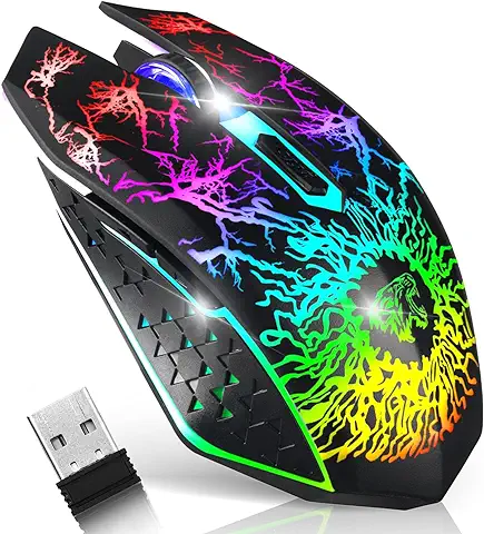VEGCOO C10 Ratón Inalámbrico para Juegos, Ratón para Juegos Recargable, Ratón óptico Silencioso con Receptor USB 2.4G, 3 Niveles dpi, 7 Botones, 7 Colores Luces LED para PC/Mac Gamer (C24 Negro) VEGCOO C10 Ratón Inalámbrico para Juegos, Ratón para Juegos Recargable, Ratón óptico Silencioso con Receptor USB 2.4G, 3 Niveles dpi, 7 Botones, 7 Colores Luces LED para PC/Mac Gamer (C24 Negro)