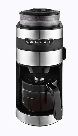 Venga! VG CCG 3006 - Cafetera con Molinillo de Acero Inoxidable, Cristal y Plástico, 750 W, 850 ml (negro)  