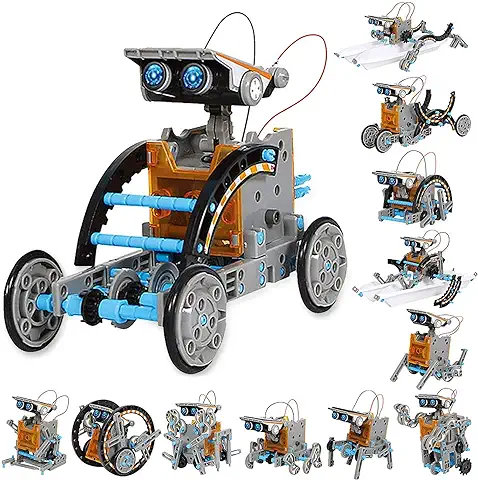 VEPOWER Juguetes Robots para Niños,12 en 1 Stem Kit de Montaje Robótico Accionamiento Dual Solar y de Batería,Kits de Experimentos de Bricolaje para 8 a 13 Años(190 Piezas)  