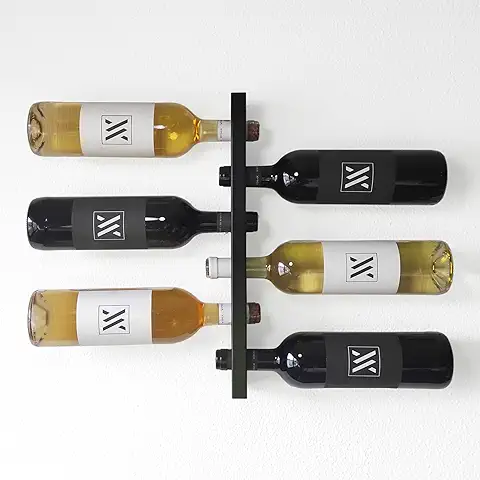 VINAK Botellero de Pared en Acero para Todo Tipo de Botellas de Vino. Diseño Moderno y Minimalista con Capacidad para 6 Botellas. Diseñado y Fabricado en España.  