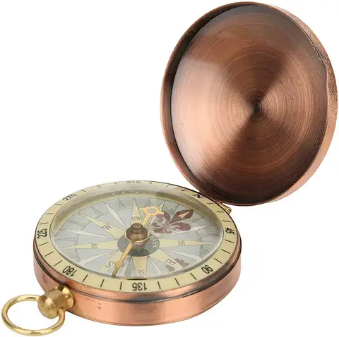 Vintage Pocket Watch Compas, Retro Metal Copper Flip Cover S para Camping Senderismo Canotaje Niños Clásico Preciso Impermeable Al Aire Libre Automovilismo Mochilero Supervivencia Brújula de Emergenci  