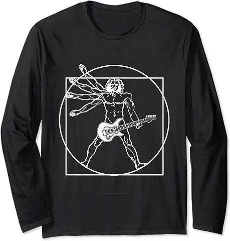 Vitruvian Hombre Guitarrista Da Vinci Guitarrista Rocker Regalo Manga Larga  