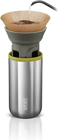 WACACO Cuppamoka Cafetera de Goteo, Máquina de Café Portátil, Cafetera Americana de Viaje con 10 Filtros de Papel de Cono, Operada Manualmente, Cafetera de Filtro de Acero Inoxidable, 10 fl oz  