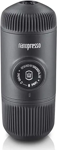 WACACO Nanopresso Cafetera Espresso Portátil, Versión Mejorada de Minipresso, 18 Bar de Presión, Cafetera de Viaje, Operada Manualmente, Mini Máquina de Café para Camping, Gris  